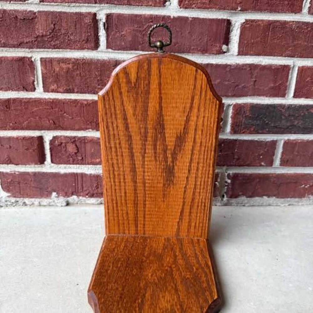 Vintage Solid Oak Wall Display Shelf 1980